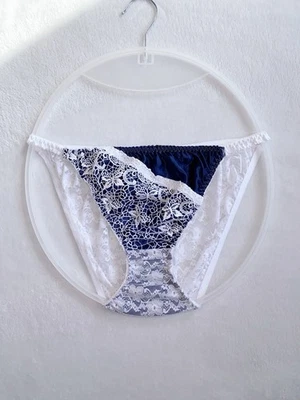 US-L, XL/JP-4L Japanese Vintage Satin With Butterfly Embroidery String Bikini - image 1 of 4