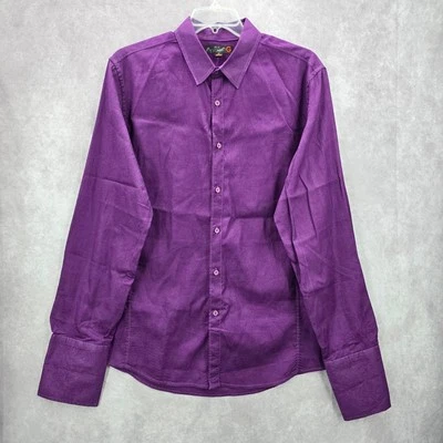 Camisa de vestir G By Guess púrpura cachemira con botones manga larga puño de algodón XL Foto 1 de 4