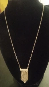Collar llamativo vintage tono plata flecos 18" - Imagen 1 de 3