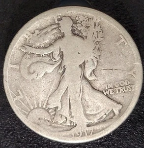 1917 D Denver Mint 50C Walking Liberty Half Dollar Mint Mark au revers - Photo 1/2