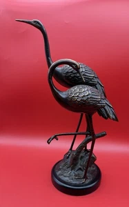 Two Wildlife Wildwood Cranes Cast Alloy Hand Finished Statue Sculpture Figurine - Picture 1 of 5