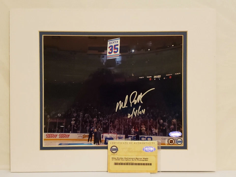 Mike Richter Signed New York Rangers 11x14 Matted 8x10 Photo Insc Steiner COA  - Image 1 of 4