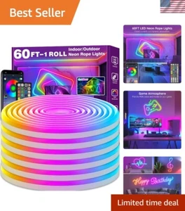 Bright 60FT  RGB Neon Rope Lights with Multiple Modes - Elevate Your Space - Picture 1 of 9