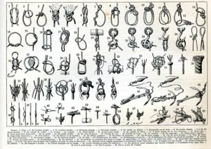 The different knots...Antique print...Larousse 1897 - Picture 1 of 1