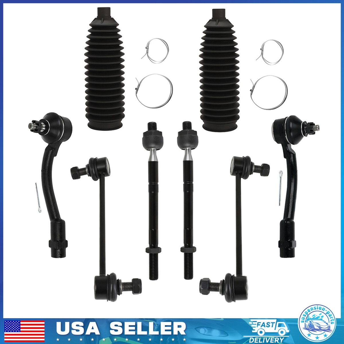 Front Sway Bar Link and Tie Rod End Kit - Compatible with 2010 - 2013 Kia Forte Koup 2011 2012