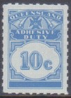 (F205-224) 1966 QLD 10c blue adhesive duty stamp (HX) 