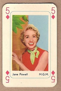 1950s Maple Leaf Dutch Film Star Playing Card - 5 of Diamonds - Jane Powell - Picture 1 of 2