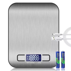 Báscula de peso digital para alimentos de 22 libras gramos y onzas, acero inoxidable retroiluminado - Imagen 1 de 10