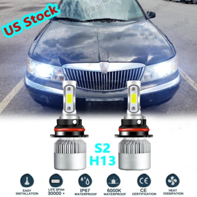 For Lincoln Continental 1995-2002 6000K 2PC 9007 LED Headlight Hi/Lo Beam Bulbs - Image 1 of 4