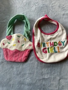 Infant girl lot of 2 bibs for Birthday's by Carter's - Picture 1 of 2