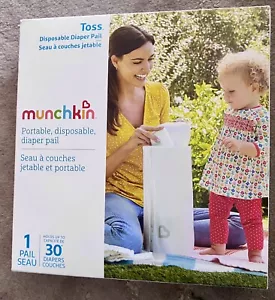 Munchkin Toss Portable Disposable Diaper Pail Holds 30 Diapers, White NEW MINT - Picture 1 of 2