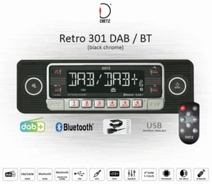Dietz Retro Look Car Stereo DAB+ USB BT Radio Remote Control RETRO301DAB Black - Picture 1 of 8