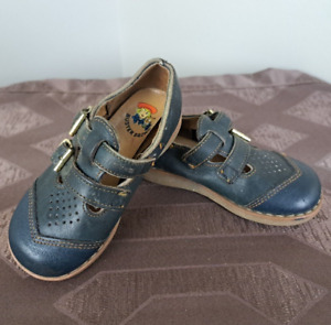 Vintage Buster Brown Blue Leather Mary Jane Buckle Strap Shoes Kids Size 4