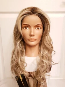 Belle Tress Shakerato HD HF Synthetic Wig Rootbeer Float Blonde Lace Mono Part - Picture 1 of 4