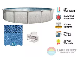 Lake Effect Riviera Above Ground Swimming Pool w/ Liner & Skimmer - Choose Size - Picture 1 of 10