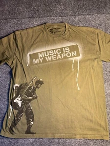 Camiseta Music Is My Weapon Hombre 2XL Verde Gráfico Cuello Redondo Manga Corta Pullover - Imagen 1 de 7
