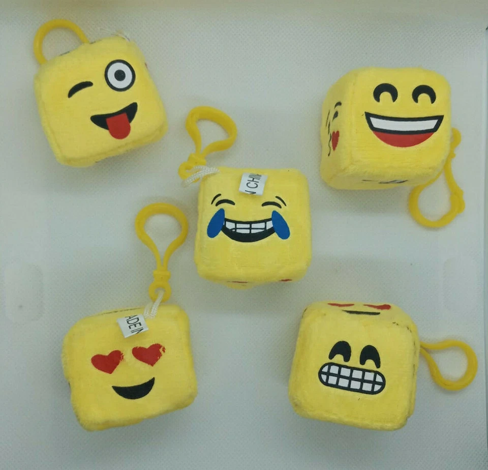 Set 5 Portachiavi a 6 Facce/ Faccine/ Smile a forma di dado/cubo - Immagine 1 di 1