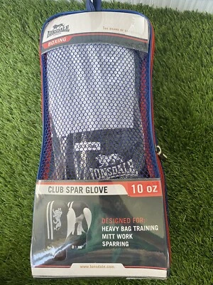 LONSDALE MENS CLUB SPARRING 10 OZ HEAVY BAG PRO TRAINING GLOVES BLACK/WHITE NEW - Image 1 of 4
