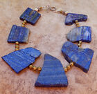 Aimee Fuller Lapislazuli natürliche Halskette blaugold XL Platte Edelstein Anhänger Afrika