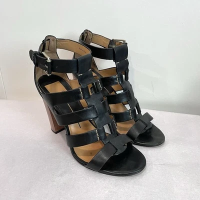 Dolce Vita Women’s 8.5 NIRO Gladiator Open Toe Buckle Heeled Sandals Black - Image 1 of 4