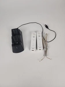 Nintendo Wii Remote Controller Lot of 2 with Charging Port Tested - Picture 1 of 8