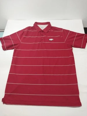 Arkansas Razorbacks Polo Shirt Mens XL Red Striped  - Image 1 of 4