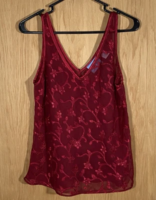 Camiseta de Colección Transparente Para Mujer Talla Lg Roja Floral Transparente Tanque Bruja Años 90 WhimsiGoth Vamp Foto 1 de 4