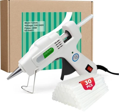 Kit de pistola de pegamento caliente con 30 varillas de pegamento, precalentamiento rápido fusión en caliente, alta temperatura para Sc Foto 1 de 4
