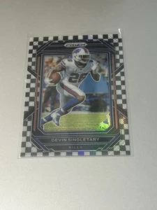 2022 Prizm Black & White Checker Devin Singletary #30 Buffalo Bills Football Sp - Picture 1 of 2