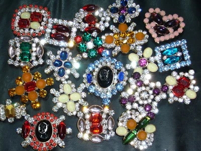 20x ART DECO VINTAGE RHINESTONE GLASS CZECH BUTTONS ON SEWING T374 - Image 1 of 3