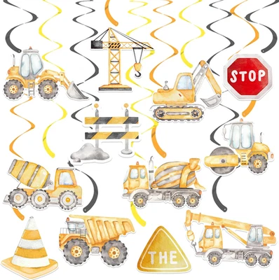 20Pcs Construction Party Hanging Swirls Dump Truck Birthday Party Decorations Co - Image 1 of 4