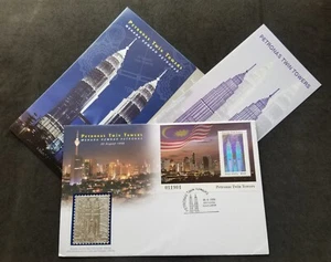 [SJ] Malaysia Petronas Twin Towers 1999 KLCC Flag (Pewter FDC *Hologram *unusual - Picture 1 of 12
