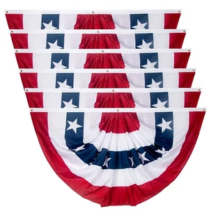 3x6 Ft USA Pleated Fan Flag, American US Flag Bunting for Outside, Patriotic ... - Picture 1 of 7