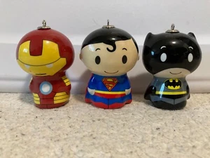 HALLMARK ITTY BITTYS ORNAMENTS MARVEL DC BATMAN SUPERMAN IRONMAN NEW LOT OF 3 - Picture 1 of 6
