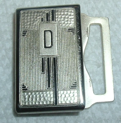 Art Deco era mark; TRUE SILVER PLATE Belt BUCKLE  *Monogram;  'D'  *EXCELLENT - Image 1 of 4