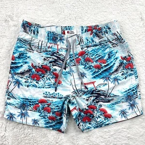 Reyn Spooner Swim Trunks Men’s Medium 32” Red Blue Floral Waves 6” In Mesh Lined - Picture 1 of 11