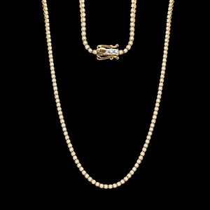 3.45CT Lab-Grown Diamond Tennis Necklace 14K Yellow Gold 18 Inch - Picture 1 of 12