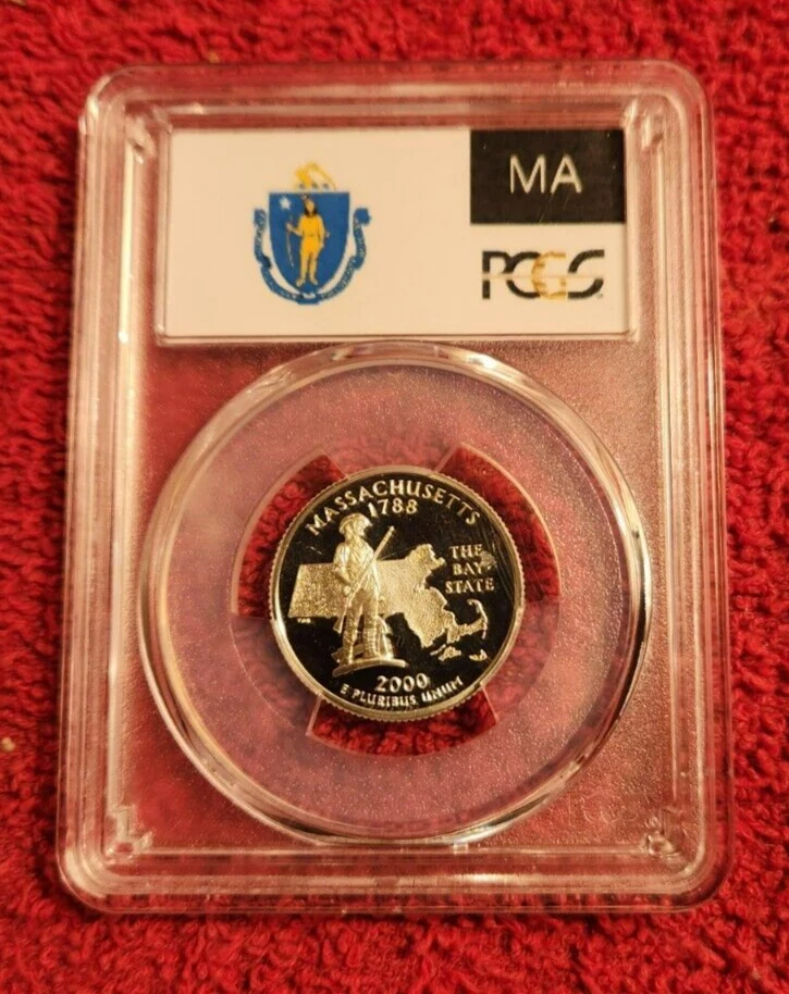 2000 s silver Massachusetts statehood quarter PCGS PR 70 DCAM - Image 1 of 2