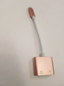 Adapter For Apple iPhone Splitter Audio Earphone AUX Charger iOS 12 PINK AB - Picture 1 of 11
