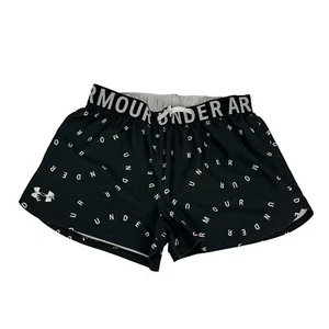 Under Armour Youth Girls Black Elastic Waist Printed Shorts Size Small - Picture 1 of 3