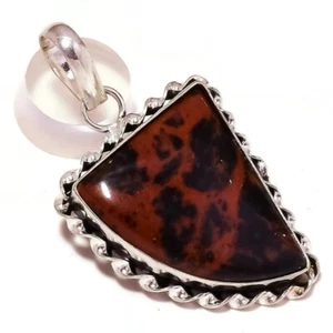 Mahogany Obsidian Jasper Cabochon Gemstone Handmade Rope Bezel Pendant A4809 - Picture 1 of 3