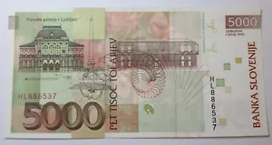 SLOVENIA 5000 tallera 1993 XF - AU P-19a ser. HL Tolarjev Galleria Pittori Euro - Foto 1 di 2
