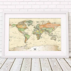 WORLD MAP - Miller Projection Wall Poster Print Sizes A5 to A0 **FREE DELIVERY** - Bild 1 von 14