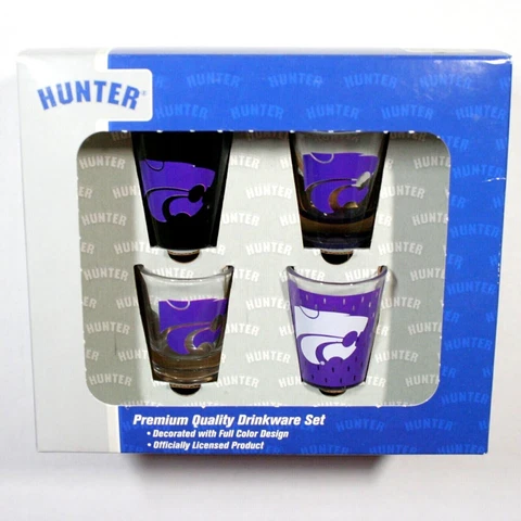 Kansas State NCAA Collector Glass Set 4 Pack Collegiate License - New in Box Cover