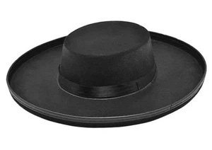Adults Budget Black Felt Highwayman Bandit Zorro Vendetta Style Fancy Dress Hat - Picture 1 of 1