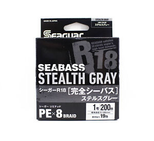 Seaguar P.E Line R18 Seabass 200m Size 1.0 19lb Stealth Gray (8306)