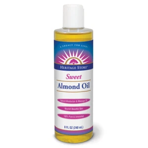 HERITAGE STORE Sweet Almond Oil with Vitamin E, Unscented (Btl-Plastic) | 8oz - Picture 1 of 1