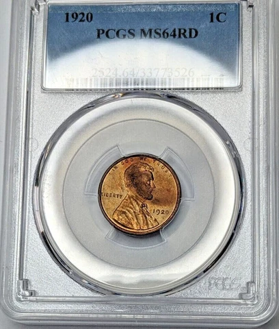 1920 - P - Lincoln Wheat Cent Penny - PCGS - MS-64 RD - TONING Cover