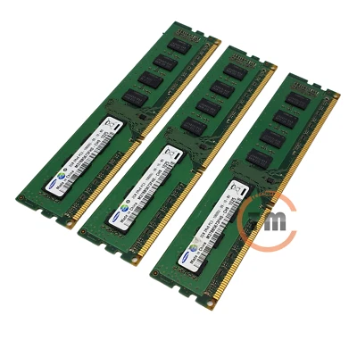Samsung 6GB (3 x 2GB) PC3-10600 DDR3 1333 240-Pin DIMM Desktop RAM M378B5673FH0 - Image 1 of 3