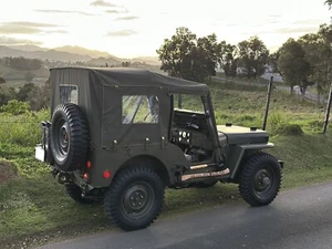 Canvas Soft Top For Willys Jeep M38A1/CJ5 fits on Cross Bow OD Green/Brown/Black - Picture 1 of 14